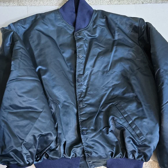 Vintage 80s Birdie Richard A Leslie Blue Satin Puffer Jacket Philadelphia Philly - Picture 11 of 16